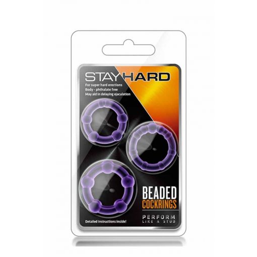  Stay Hard Beaded Cockrings Purple Penis Ring/Cuff