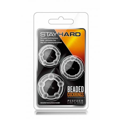  Stay Hard Beaded Cockrings Clear Penis Ring/Cuff