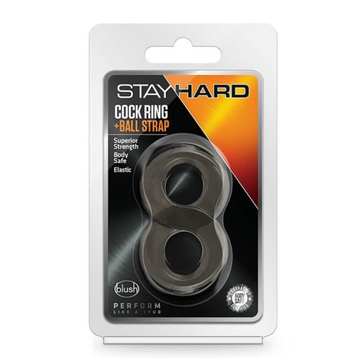  STAY HARD COCK RING AND BALL STRAP BLACK