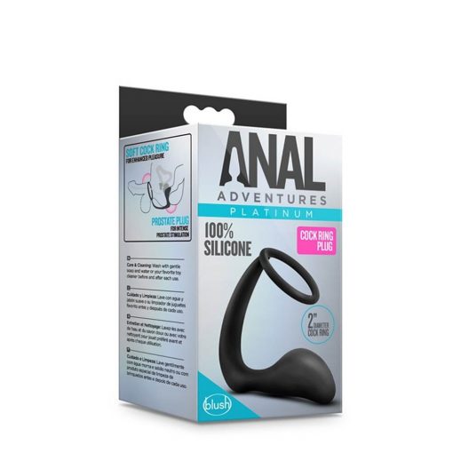  ANAL ADVENTURES COCK RING PLUG BLACK Penis Ring/Cuff