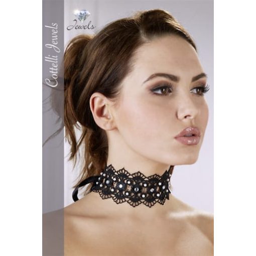  Embroidered Choker+Rhinestones Erotic Accessory