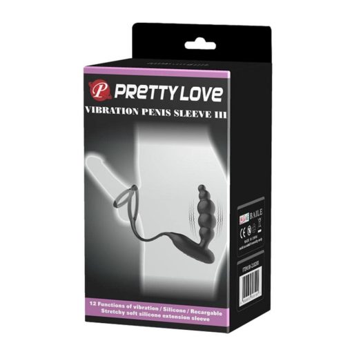  Pretty Love Vibration Penis Sleeve III Black Penis Ring/Cuff