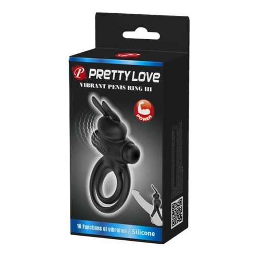  Pretty Love Vibrant Penis Ring 3 Black Penis Ring/Cuff