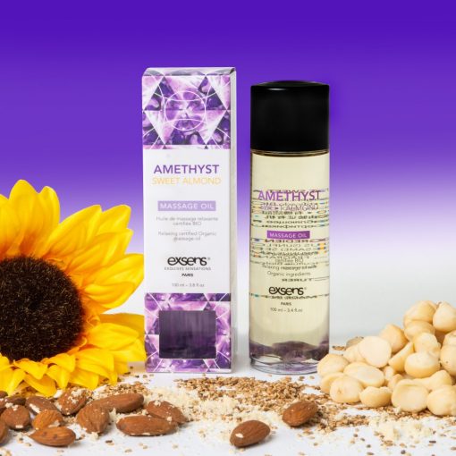  Organic Massage Oil with stones AMETHYST SWEET ALMOND 100ml Massage candle/oil