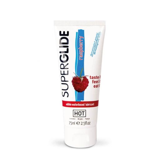  HOT Superglide edible lubricant waterbased - RASPBERRY 75 ml Water-based lubricant