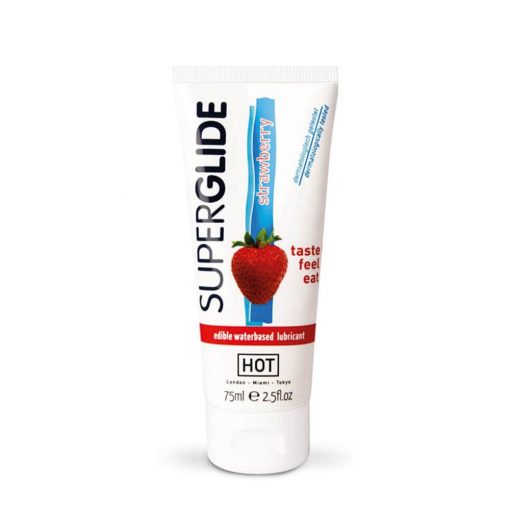  HOT Superglide edible lubricant waterbased - STRAWBERRY 75 ml Water-based lubricant