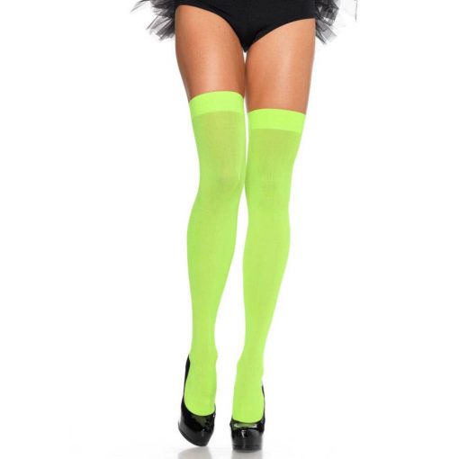  Nylon Over The Knee - NEON GREEN - O/S - HOSIERY Hosiery