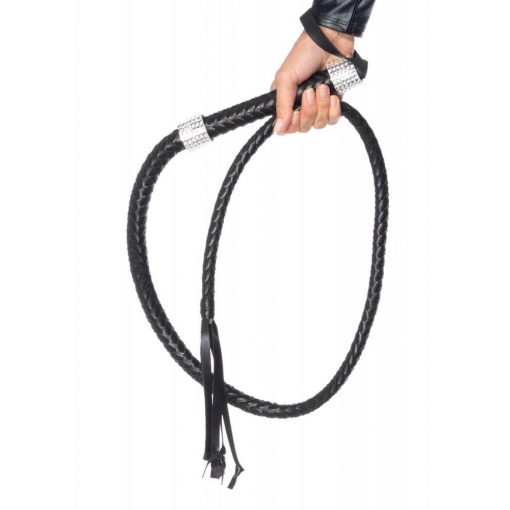  Rhinestone Handle Whip Black