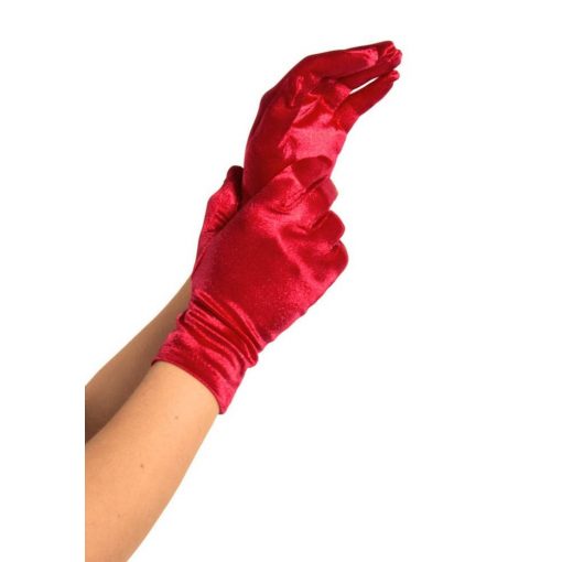  Wrist Length Satin Gloves, red, O/S Erotic Accessory