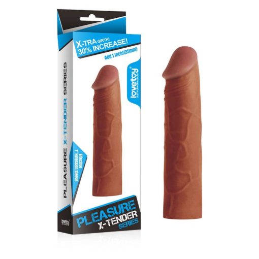 Pleasure X-Tender Penis Sleeve Brown 1 Penis Sleeve/Extender