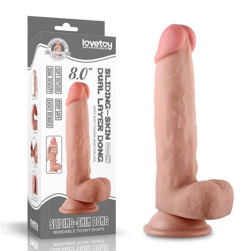 8'' Sliding Skin Dual Layer Dong Dildo