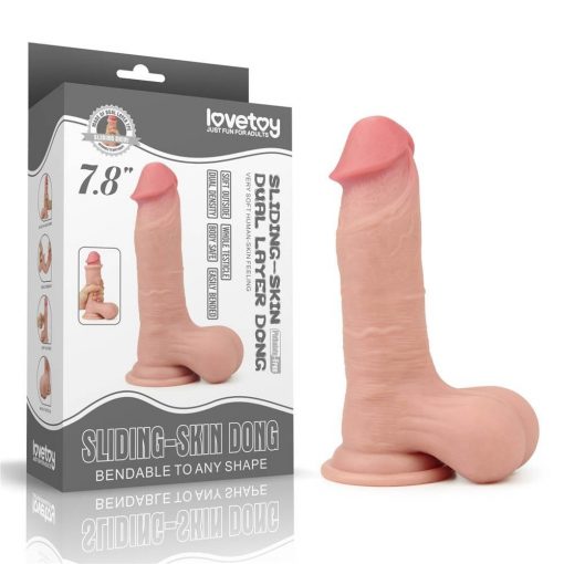  7.8'' Sliding Skin Dual Layer Dong - Whole Testicle Dildo