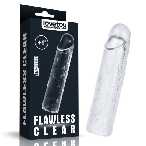  Flawless Clear Penis Sleeve Add 1'' Penis Sleeve/Extender