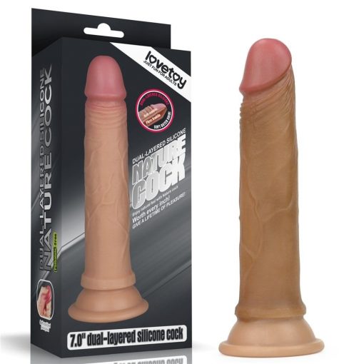  7'' Dual layered Platinum Silicone Cock Brown Dildo