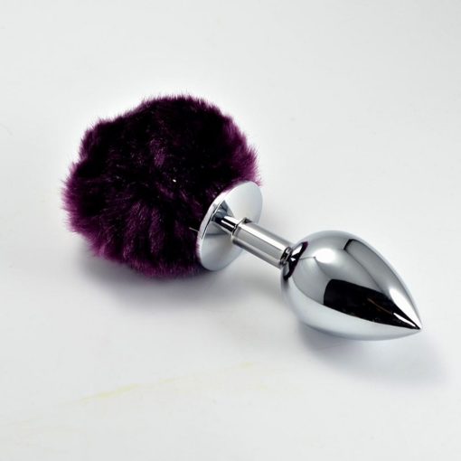  Pompon Metal Plug Small Purple Butt plug