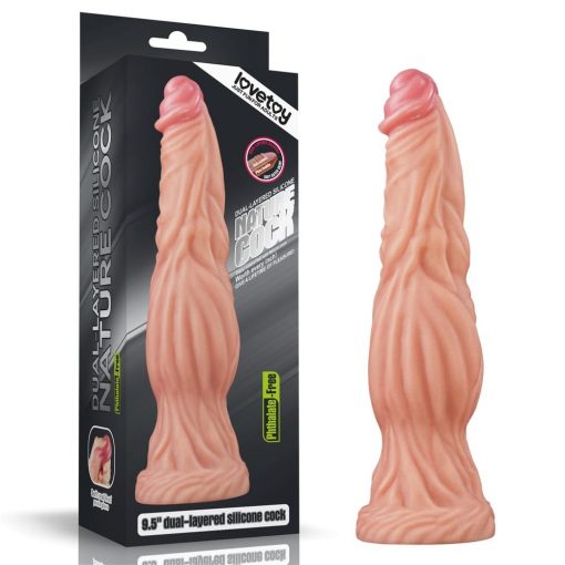  9.5" Dual-Layered Silicone Cock Dildo