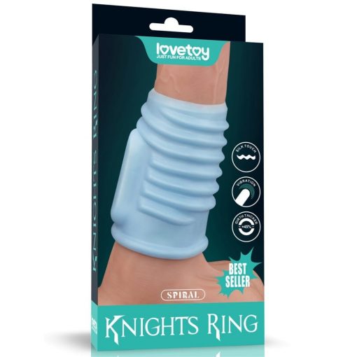  Vibrating Spiral Knights Ring Blue Penis Ring/Cuff