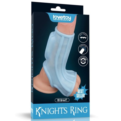  Vibrating Ridge Knights Ring with Scrotum Sleeve Penis Ring/Cuff