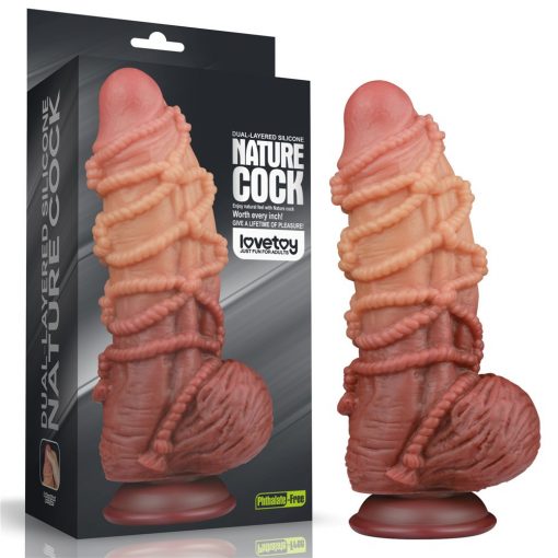  9.5'' Dual layered Platinum Silicone Cock with Rope Dildo