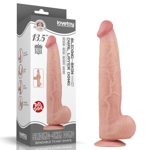  13.5'' King Sized Sliding Skin Dual Layer Dong Dildo