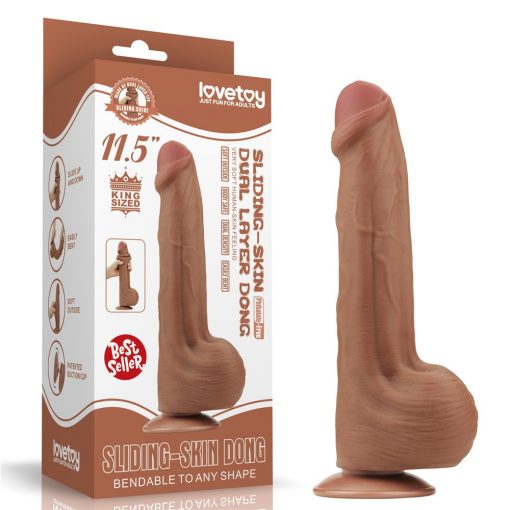  11.5'' King Sized Sliding Skin Dual Layer Dong Brown Dildo