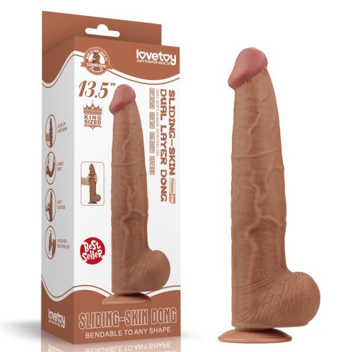  13.5'' King Sized Sliding Skin Dual Layer Dong Brown Dildo