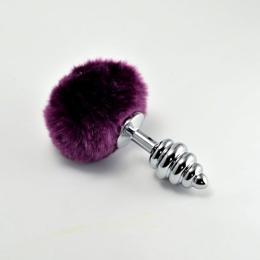  Spiral Pompon Metal Plug Purple Butt plug