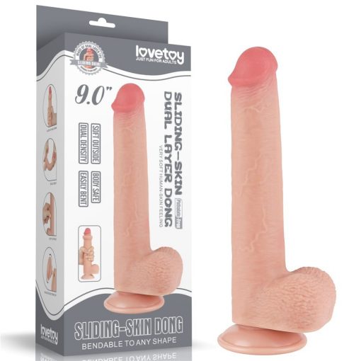  9'' Sliding Skin Dual Layer Dong Flesh Dildo