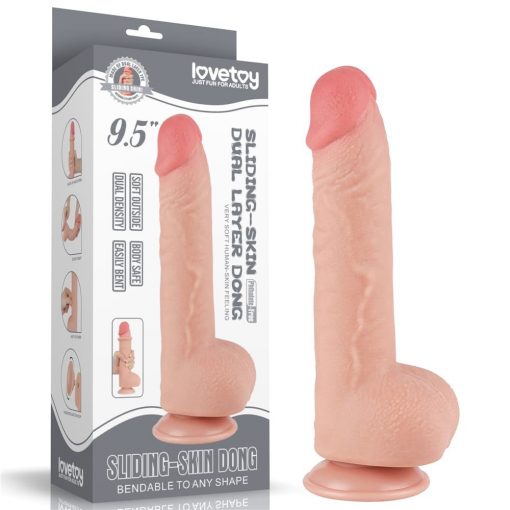  9.5'' Sliding Skin Dual Layer Dong Flesh Dildo