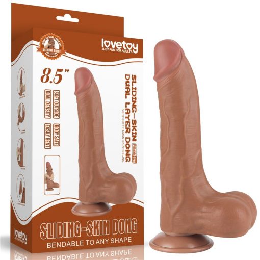 8.5'' Sliding Skin Dual Layer Dong Brown II Dildo