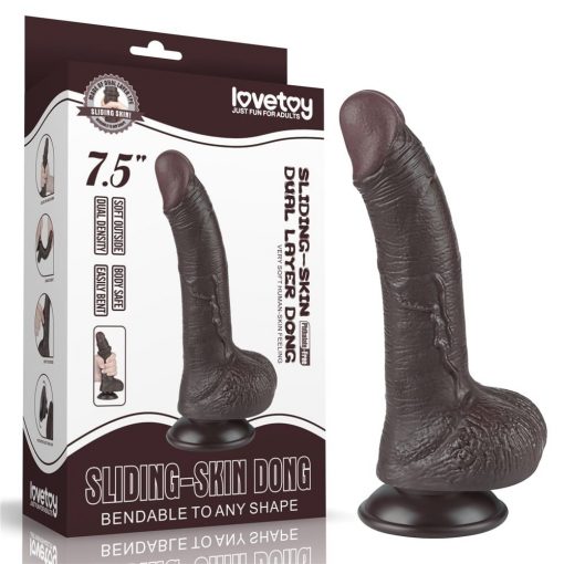  7.5'' Sliding Skin Dual Layer Dong Black I Dildo