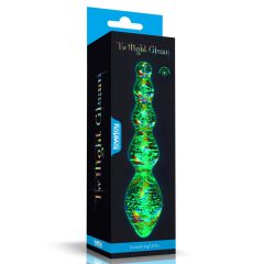    Glow-in-the-dark Twilight Gleam Glass Dildo-Tantalizing Orbs Butt Plug