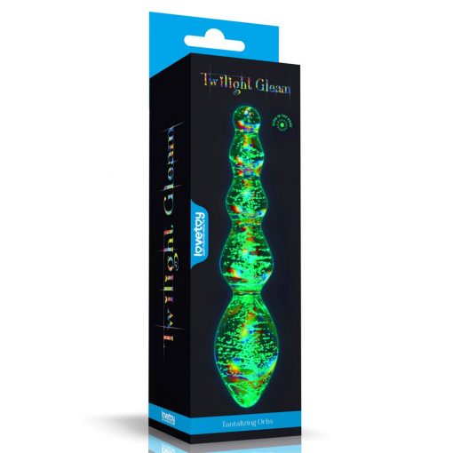  Glow-in-the-dark Twilight Gleam Glass Dildo-Tantalizing Orbs Butt Plug