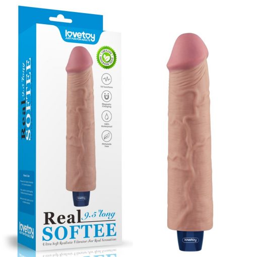  9.5" REAL SOFTEE Rechargeable Vibrating Dildo(Flesh)