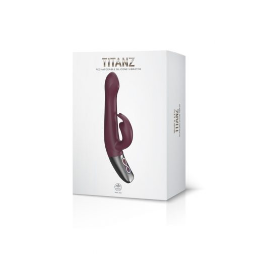  TITANZ 8.5" SILICONE RECHARGEABLE VIBRATOR IN RUBY RED