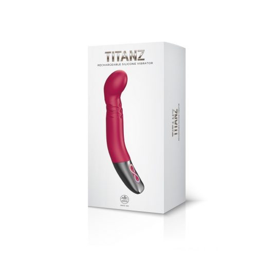  TITANZ 8" SILICONE RECHARGEABLE VIBRATOR IN PINK