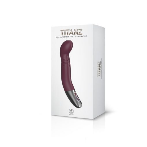  TITANZ 8" SILICONE RECHARGEABLE VIBRATOR IN RUBY RED