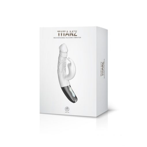  TITANZ 7" SILICONE RECHARGEABLE VIBRATOR IN IVORY WHITE