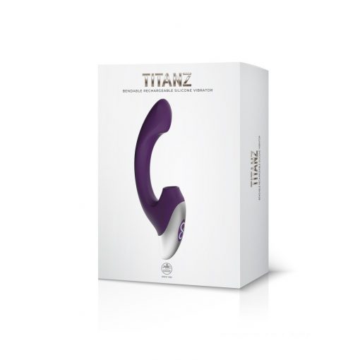  TITANZ 8" SILICONE RECHARGEABLE VIBRATOR IN PURPLE