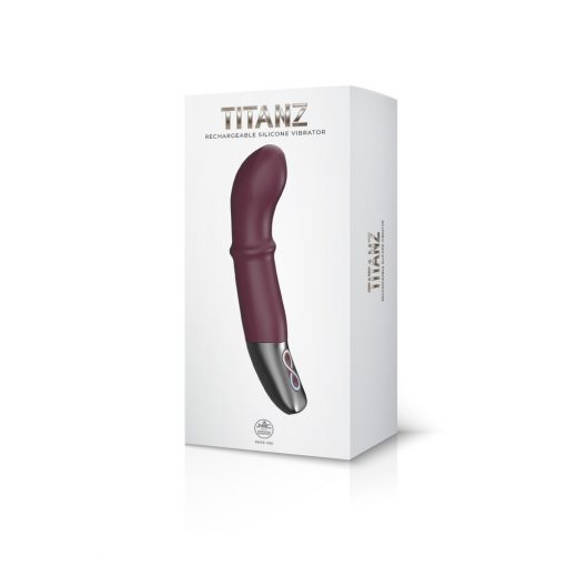  TITANZ 7" SILICONE RECHARGEABLE VIBRATOR IN RUBY RED