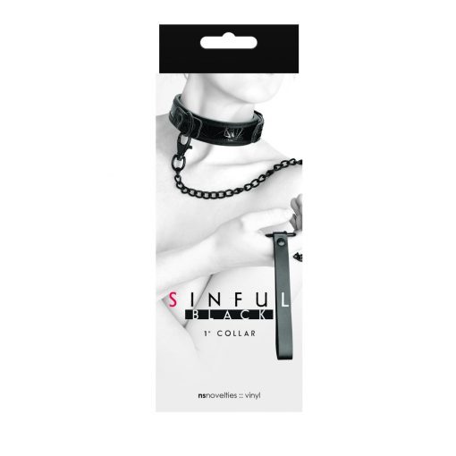  Sinful - 1'' Collar - Black Collar/leash