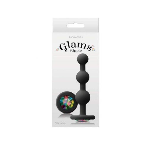  Glams - Ripple Rainbow Gem - Black Butt Plug