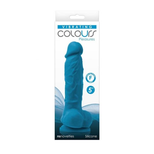  Colors - Pleasures - Vibrating - 5" Dildo - Blue Realistic vibrator