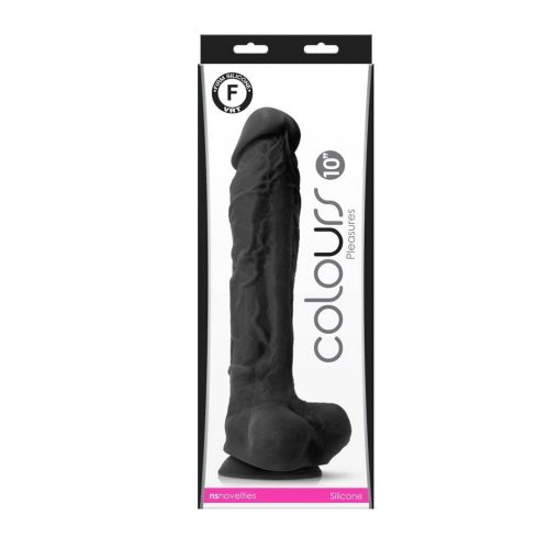  Colors - Pleasures - 10" Dildo - Black Dildo