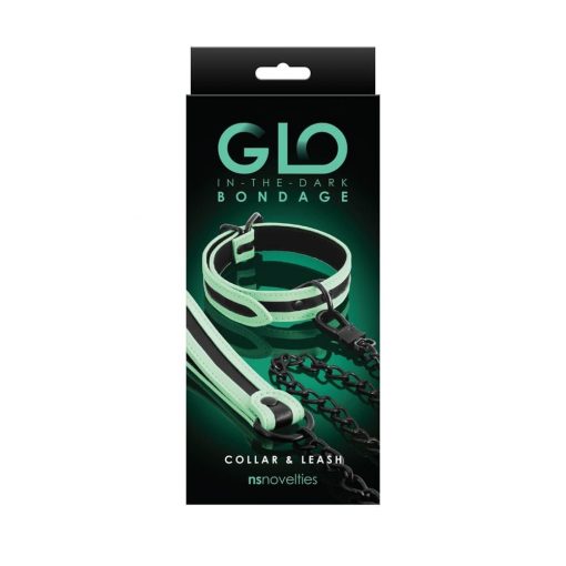  GLO Bondage - Collar and Leash - Green Collar/leash