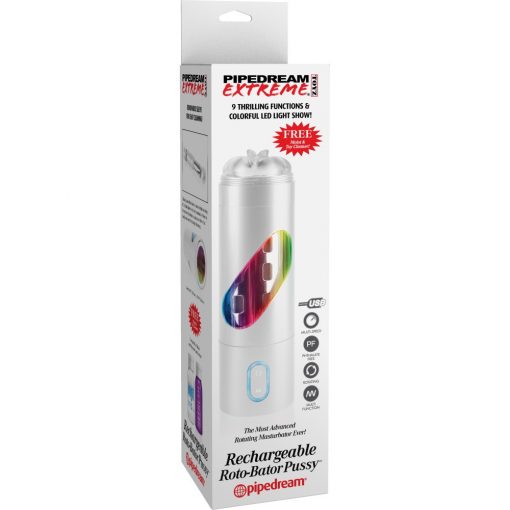  Rechargeable Roto-Bator Pussy White/Clear/Multi