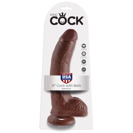  9" Cock with Balls Brown