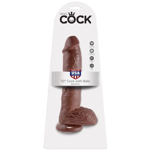  10" Cock with Balls Brown