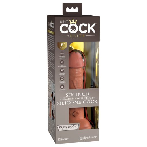  6" Dual Density Vibrating Silicone Cock Tan