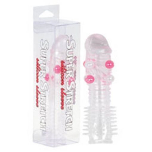  Super Stretch Transparent Silicone Sleeve With Little Balls Penis Sheath/Extender